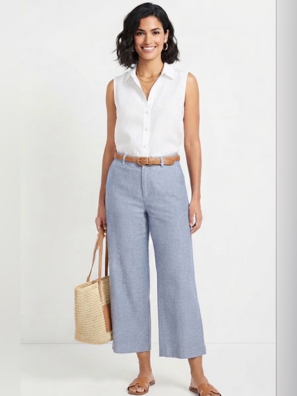 Polo by Ralph Lauren Light Blue Wide-Leg Women's Pants cropped size 16 XL